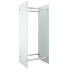 Rastel Lemne De Foc Alb 40X35X100 Cm Sticlă Securizată