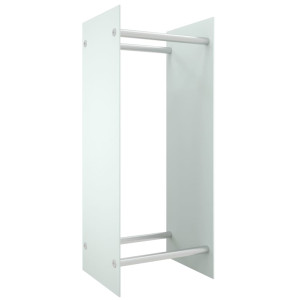 Rastel Lemne De Foc Alb 40X35X100 Cm Sticlă Securizată