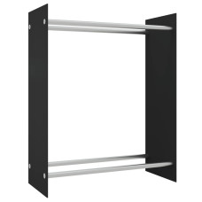 Rastel Lemne De Foc Negru 80X35X100 Cm Sticlă Securizată