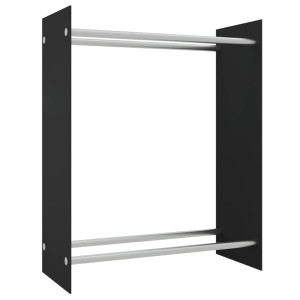 Rastel Lemne De Foc Negru 80X35X100 Cm Sticlă Securizată