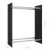 Rastel Lemne De Foc Negru 80X35X100 Cm Sticlă Securizată