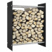 Rastel Lemne De Foc Negru 80X35X100 Cm Sticlă Securizată
