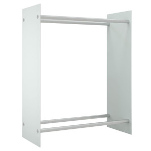 Rastel Lemne De Foc, Alb, 80X35X100 Cm, Sticlă Securizată