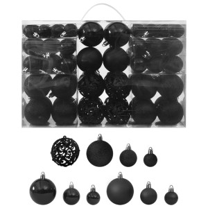 Set Globuri De Crăciun, 100 Piese, Negru