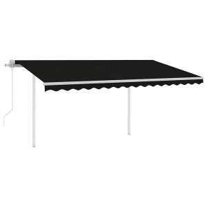 Copertină Automată Cu Senzor Vânt & Led, Antracit, 4,5X3 M