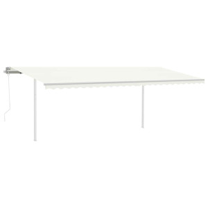 Copertină Automată Cu Senzor Vânt & Led, Crem, 6X3 M