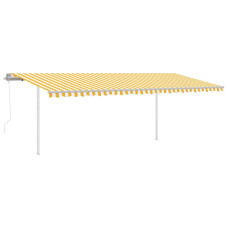Copertină Automată Cu Senzor Vânt & Led, Galben&Alb, 6X3 M