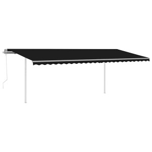 Copertină Automată Cu Senzor Vânt & Led, Antracit, 6X3 M