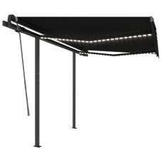 Copertină Automată Cu Senzor Vânt & Led, Antracit, 3X2,5 M