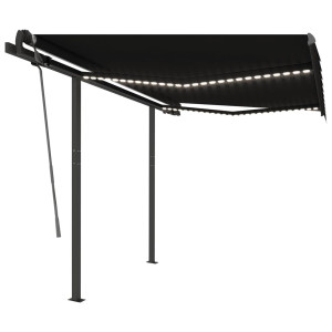 Copertină Automată Cu Senzor Vânt & Led, Antracit, 3X2,5 M