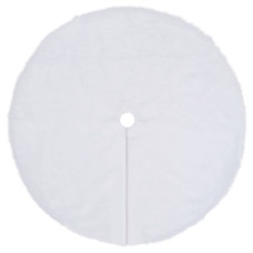 Covor Fustă Brad Crăciun, Alb, 90 Cm, Blană Artificială