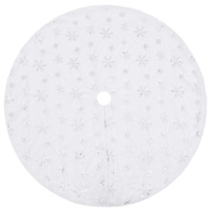 Covor Fustă Brad Crăciun, Alb, 90 Cm, Blană Artificială