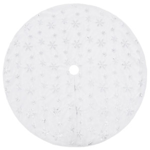 Covor Fustă Brad Crăciun De Lux, Alb, 150 Cm, Blană Artificială