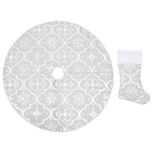 Covor Fustă De Brad Crăciun Cu Șosetă, Alb, 150 Cm, Țesătură