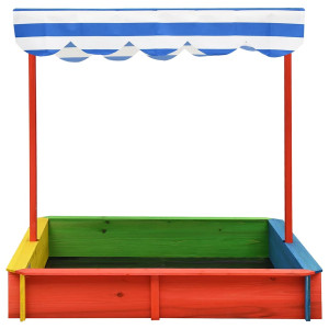 Cutie De Nisip Cu Acoperiș Ajustabil, Multicolor Lemn Brad Uv50
