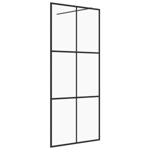 Paravan De Duș Walk-In Negru 80X195 Cm Sticlă Esg Transparentă