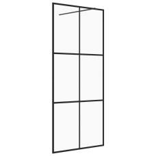 Paravan De Duș Walk-In Negru 90X195 Cm Sticlă Esg Transparentă
