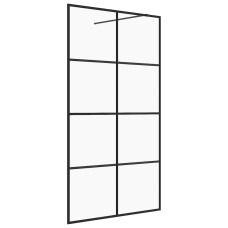 Paravan De Duș Walk-In Negru 90X195 Cm Sticlă Esg Transparentă