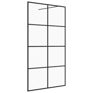 Paravan De Duș Walk-In Negru 90X195 Cm Sticlă Esg Transparentă