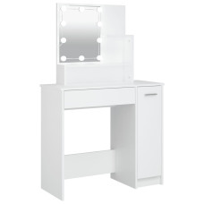 Masă De Toaletă Cu Led, Alb, 86,5X35X136 Cm