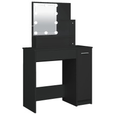 Masă De Toaletă Cu Led, Negru, 86,5X35X136 Cm