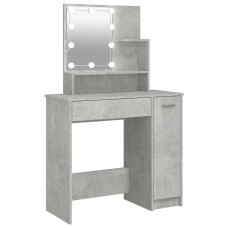 Masă De Toaletă Cu Led, Gri Beton, 86,5X35X141 Cm