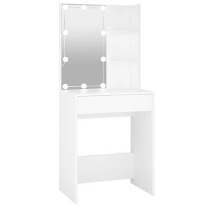 Masă De Toaletă Cu Led, Alb, 60X40X140 Cm