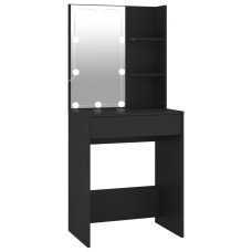 Masă De Toaletă Cu Led, Negru, 60X40X140 Cm