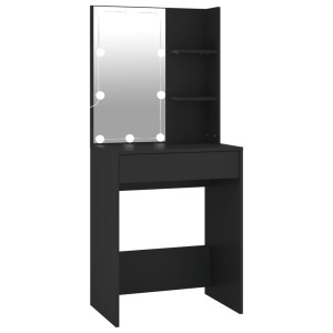Masă De Toaletă Cu Led, Negru, 60X40X140 Cm