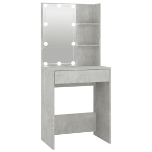 Masă De Toaletă Cu Led, Gri Beton, 60X40X140 Cm