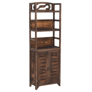 Bibliotecă Maro Închis, 46X24X140 Cm, Lemn Masiv De Paulownia