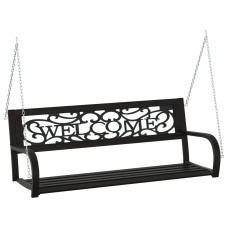 Bancă Balansoar De Grădină, Negru, 125 Cm, Oțel Și Plastic