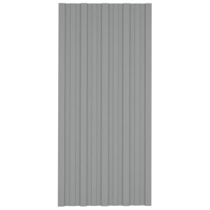 Panouri Pentru Acoperiș 12 Buc. Gri 100X45 Cm Oțel Galvanizat