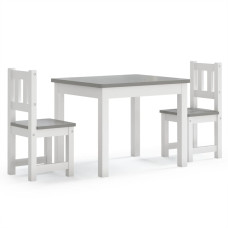 Set Masă&Scaun Pentru Copii, 3 Piese, Alb Și Gri, Mdf