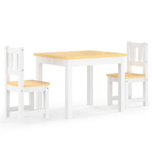 Set Masă&Scaune Pentru Copii, 3 Piese, Alb Și Bej, Mdf