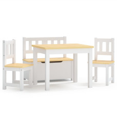 Set Masă&Scaune Pentru Copii, 4 Piese, Alb Și Bej, Mdf