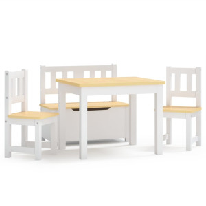 Set Masă&Scaune Pentru Copii, 4 Piese, Alb Și Bej, Mdf