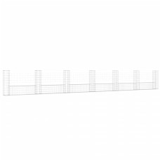 Coș De Gabion În Formă De U Cu 7 Stâlpi, 740X20X100 Cm, Fier