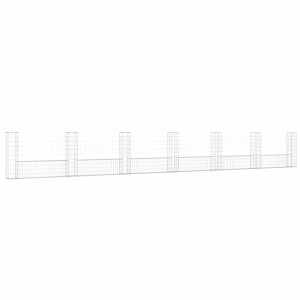 Coș De Gabion În Formă De U Cu 7 Stâlpi, 740X20X100 Cm, Fier
