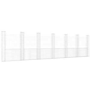 Coș De Gabion În Formă De U Cu 7 Stâlpi, 740X20X200 Cm, Fier