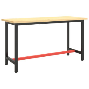 Cadru Banc De Lucru, Negru Mat/Roșu Mat, 140X50X79 Cm, Metal