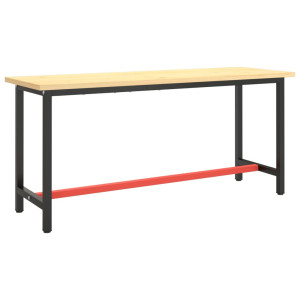 Cadru Banc De Lucru, Negru Mat/Roșu Mat, 170X50X79 Cm, Metal