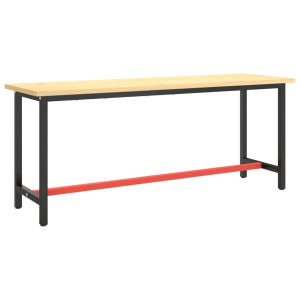 Cadru Banc De Lucru, Negru Mat/Roșu Mat, 190X50X79 Cm, Metal