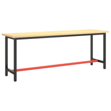 Cadru Banc De Lucru, Negru Mat/Roșu Mat, 210X50X79 Cm, Metal