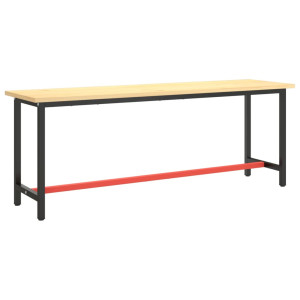 Cadru Banc De Lucru, Negru Mat/Roșu Mat, 210X50X79 Cm, Metal