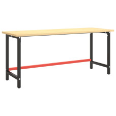 Cadru Banc De Lucru, Negru Mat/Roșu Mat, 180X57X79 Cm, Metal