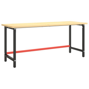 Cadru Banc De Lucru, Negru Mat/Roșu Mat, 180X57X79 Cm, Metal