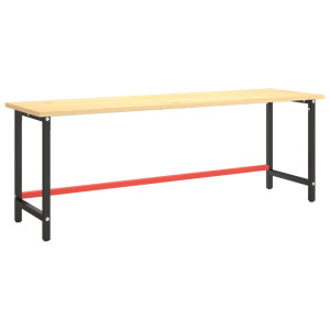 Cadru Banc De Lucru, Negru Mat/Roșu Mat, 220X57X79 Cm, Metal