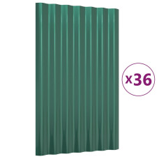 Panouri De Acoperiș 36 Buc. Oțel Vopsit Verde 60X36 Cm