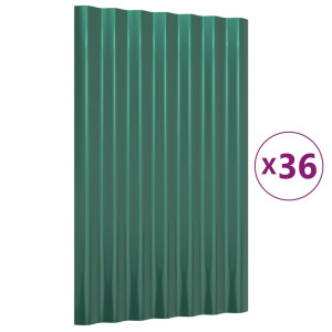 Panouri De Acoperiș 36 Buc. Oțel Vopsit Verde 60X36 Cm